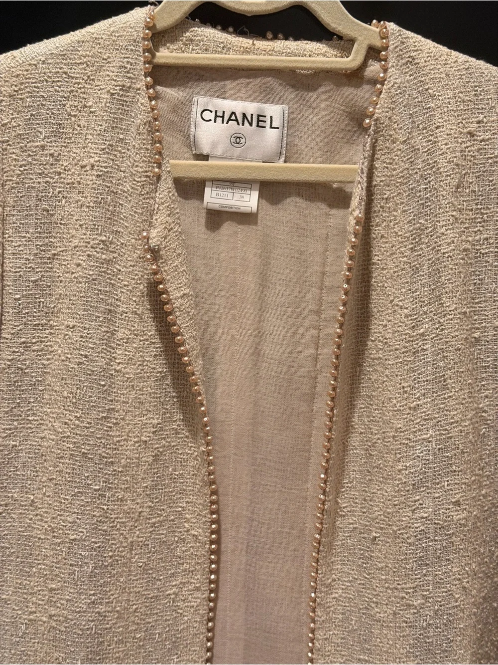 Chanel Cream Bouclé Open-Front Jacket